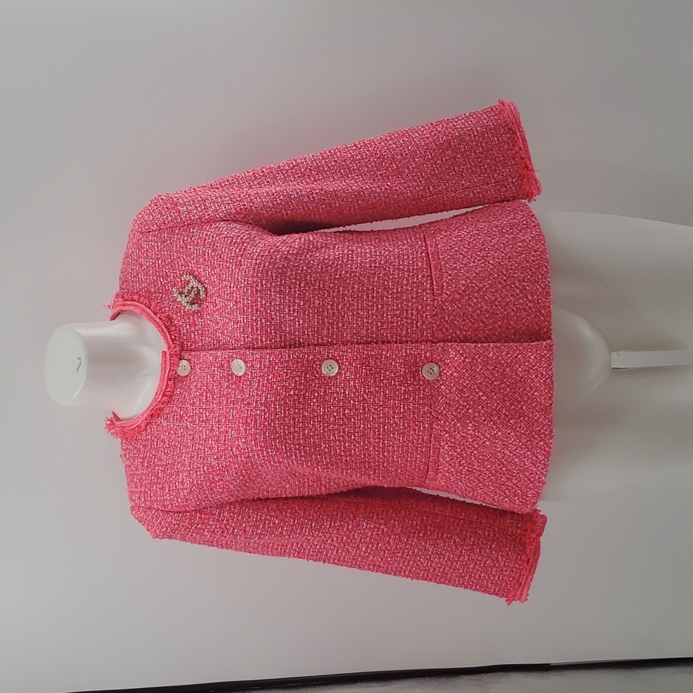 TALBOTS HOT PINK  TWEEDED BLAZER/JACKET - Picture 2 of 13
